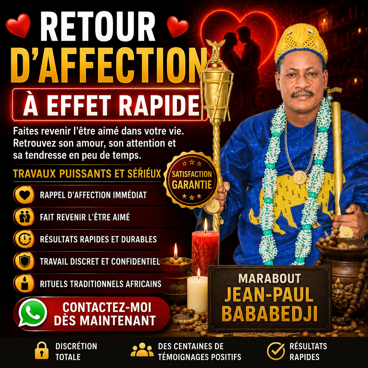 Retour affectif amoureux immédiat +22951330333 Retour d'affection et amoureux rapide - Image 1