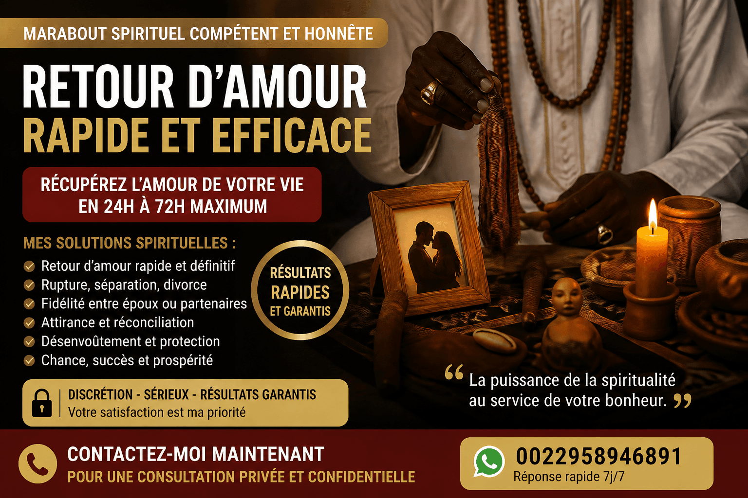 MARABOUT PUISSANT POUR UN RETOUR AFFECTIF RAPIDE ET DURABLE - Image 1